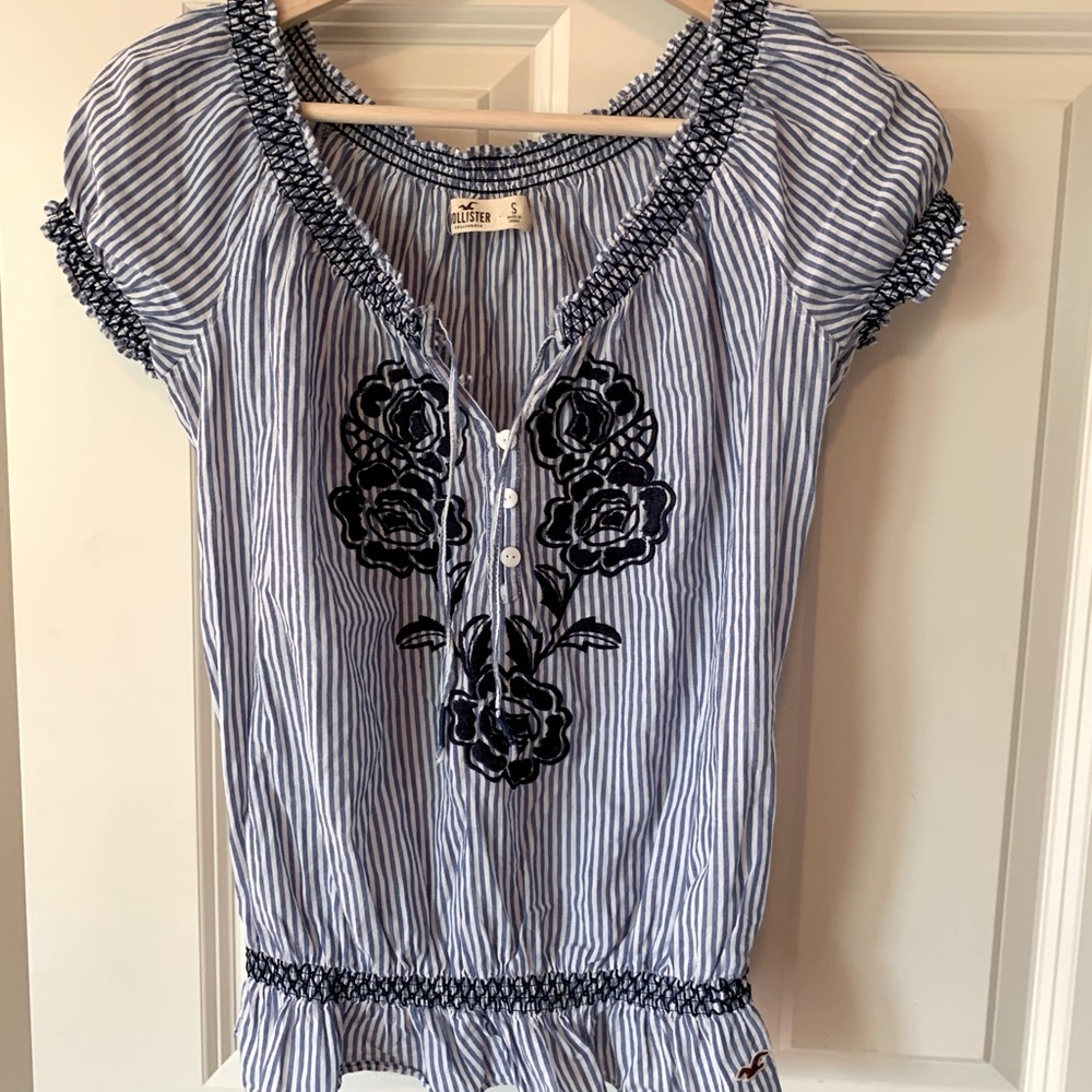 Hollister striped blouse with flowers